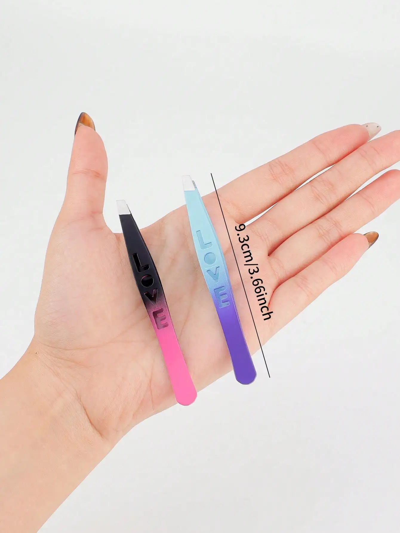 1 pc Stainless Steel Slanted Eyebrow Tweezers Gradient  LOVE Printed Precision Hair Plucker For Eyebrow Shaping Beauty Tool