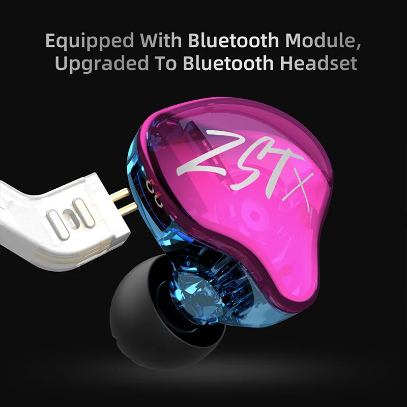 KZ ZST X 1BA+1DD 하이브리드 유닛 인이어 이어폰 HIFI 베이스 스포츠 DJ 이어버드 헤드셋 (은도금 케이블 포함) KZ ZSTX ZSN