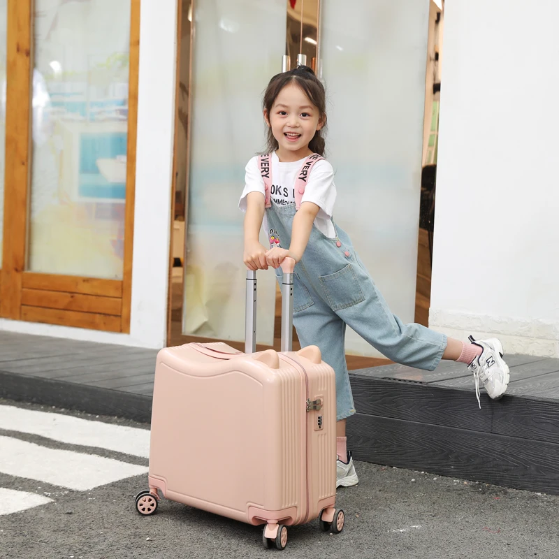 Maleta de viaje con ruedas giratorias para niños, equipaje encantador, caja de contraseña de viaje, bolsa de equipaje con carrito