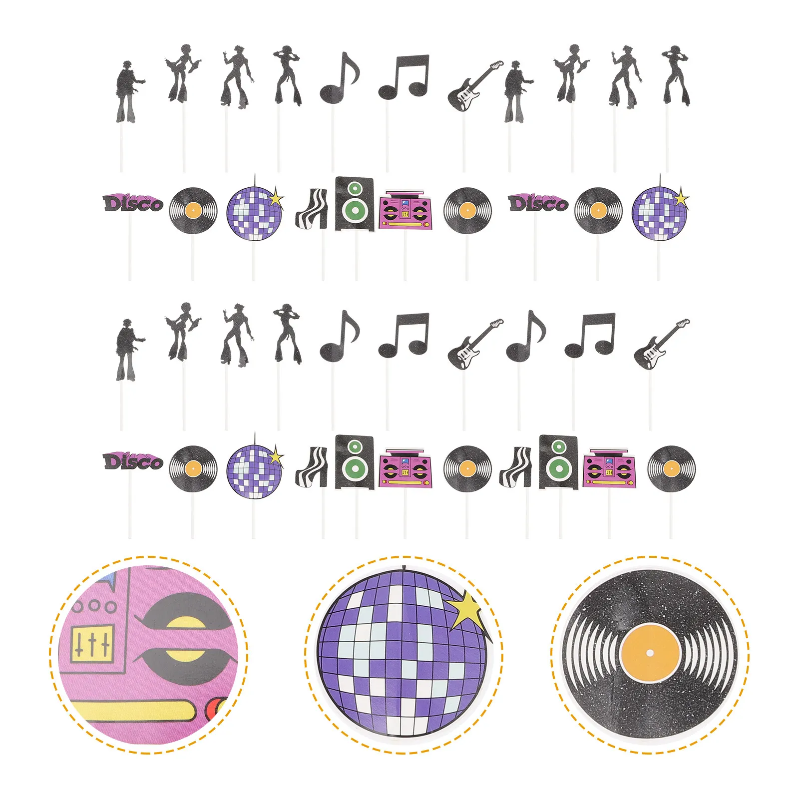 

Набор из 42 украшений для торта в стиле диско, ретро 70-х, для кексов, маффинов, мороженого, десертов, для дня рождения и праздников