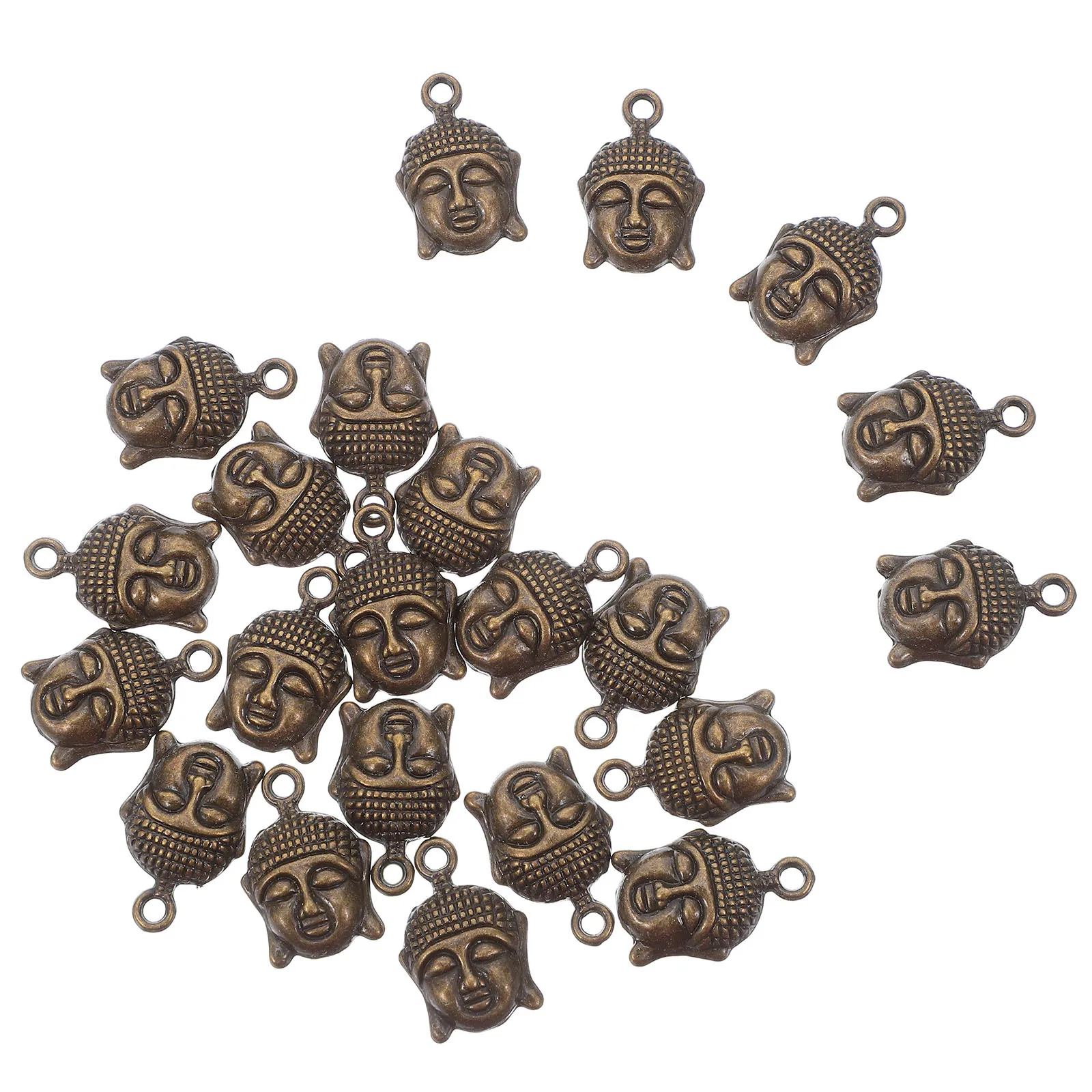 

100Pcs Tibetan Style Vintage Buddha Head Spacer Beads for DIY Jewelry Making Bracelets Keychains Prayer Religious Pendants