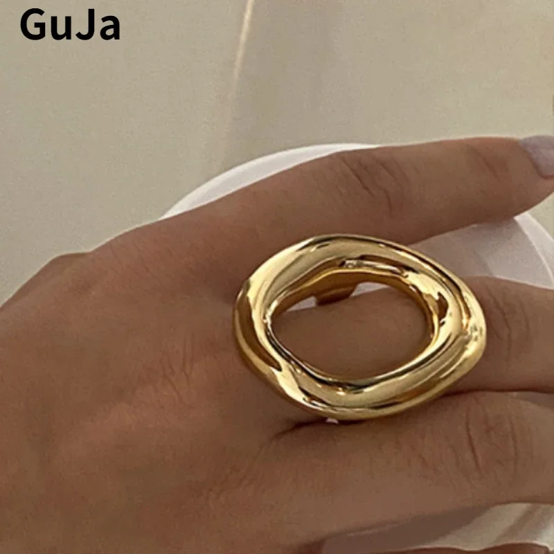

Modern Jewelry European and American Design Metal Geometry Irregular Oval Rings For Women Party Gifts Cool Trend Accessories