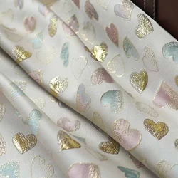 Gold Silk Embossed Heart Shaped Jacquard Fabric Fashion Dress Skirt Jacket Handbag Decorative Sewing Fabric