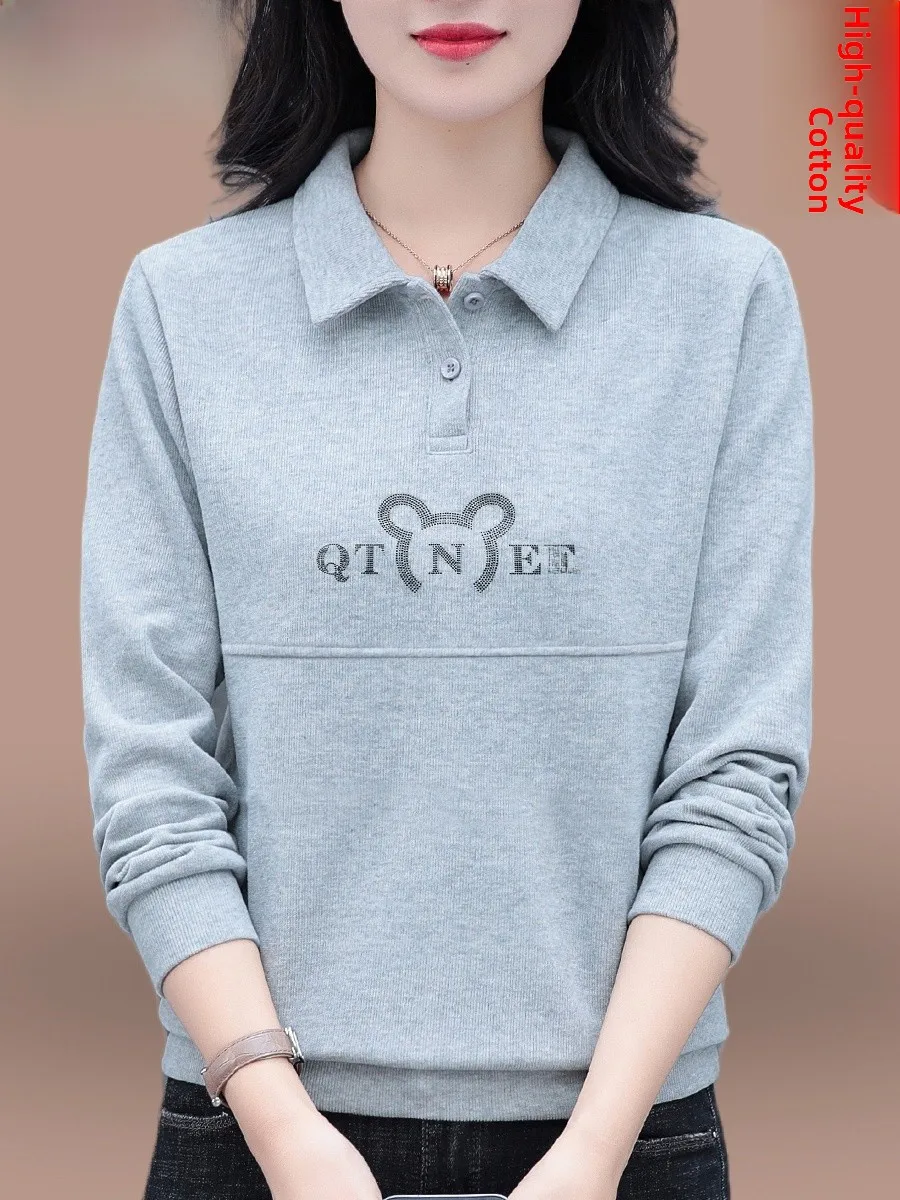 

TUCANO Весенне-осенний свитшот с воротником для женщин, модный, укороченный, маленького размера, с отложным воротником, из смесового хлопка и полиэстера