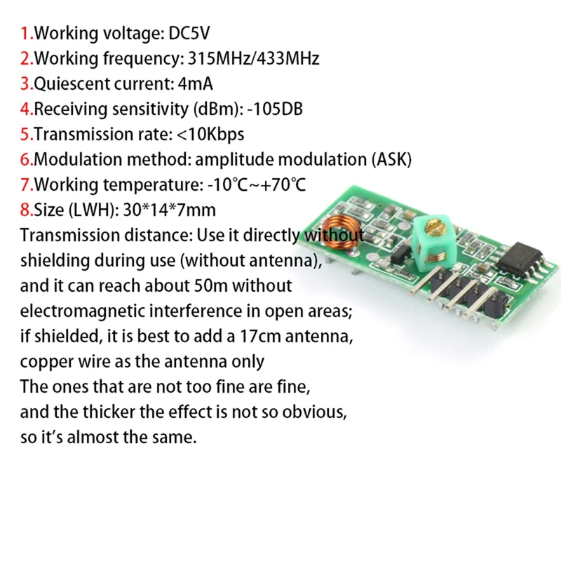 A25P 10Set 433M Super Regenerative Module Burglar Alarm Transmitter Receiver 433 Frequency