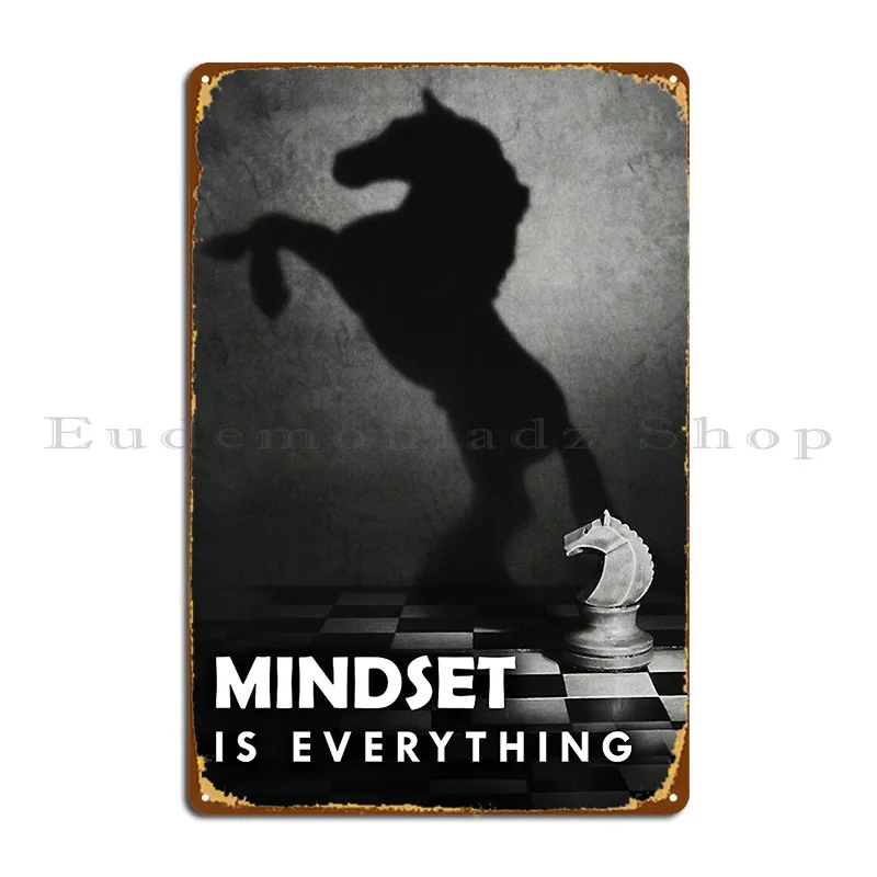 Mindset Is Everything Entrepreneur Motivation Horse Chess Metal Plaque Poster Living Room Customize Bar Cave Tin Sign Poster