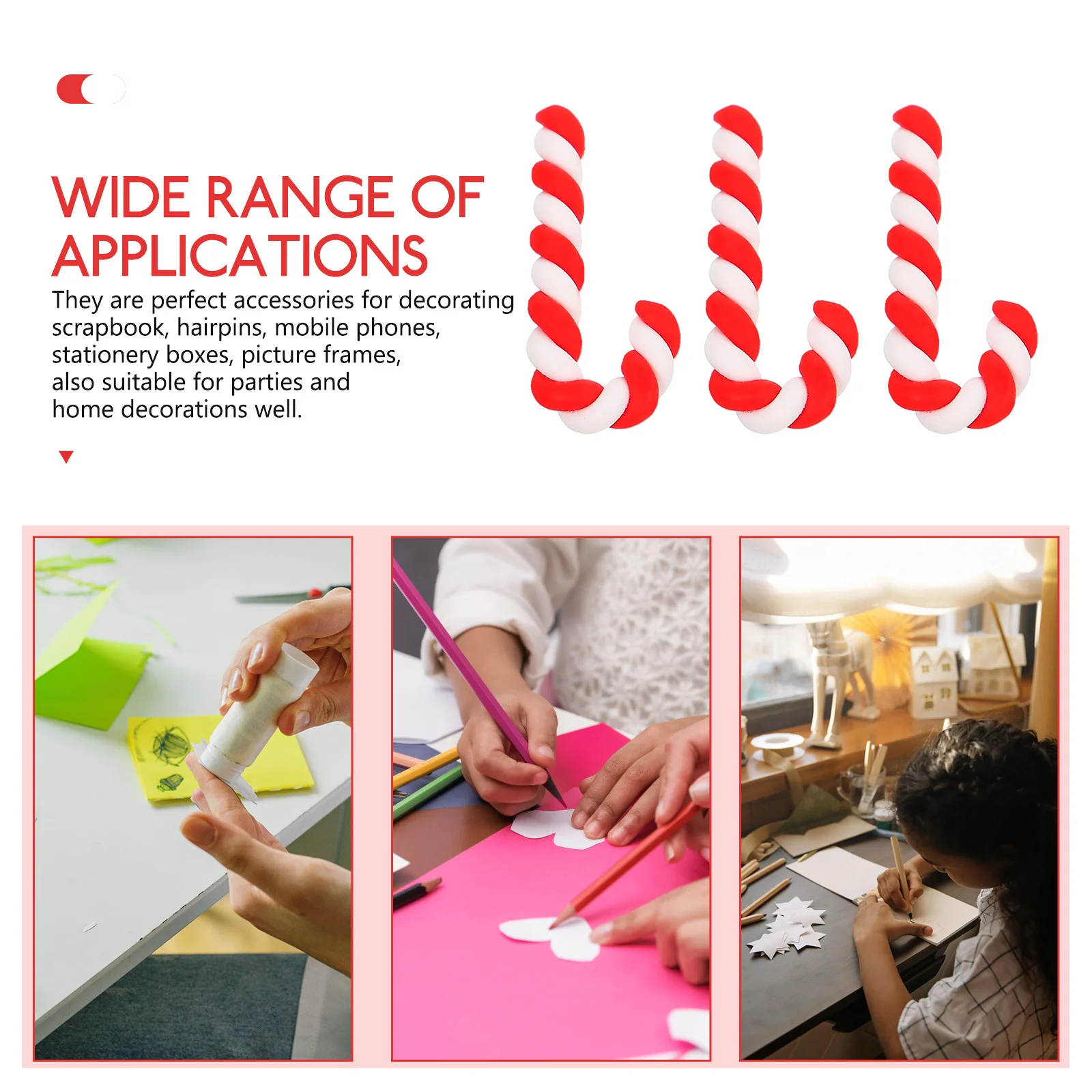 

50Pcs Cute Christmas Theme Craft Accessories DIY Small Decorative Charms for Scrapbook Stationery Box Picture Frame Ornament