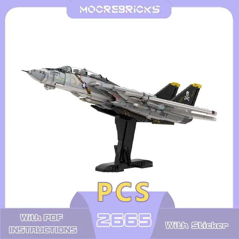 Military Combat Weapons F-14A Tomcat Model Set MOC Multi-purpose Fighter Building Blocks Mini Bricks Desk Display Toy Gift