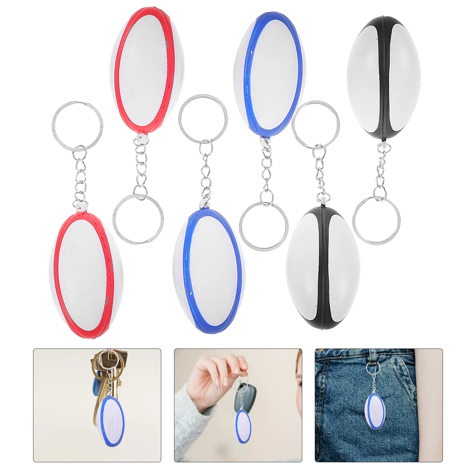 

6 Pcs Football Keychain Gifts Sports Charms Bag Hanging Decoration Badminton Party Favors Baseball Pu Sponge Tennis Basketball