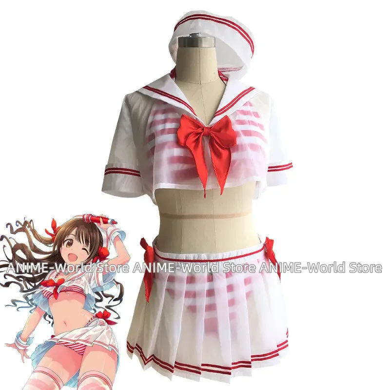 

Shimamura Uzuki Sailor Suit Bikini Swimwear Bathing Suit Tops Dress Anime Cosplay Costumes