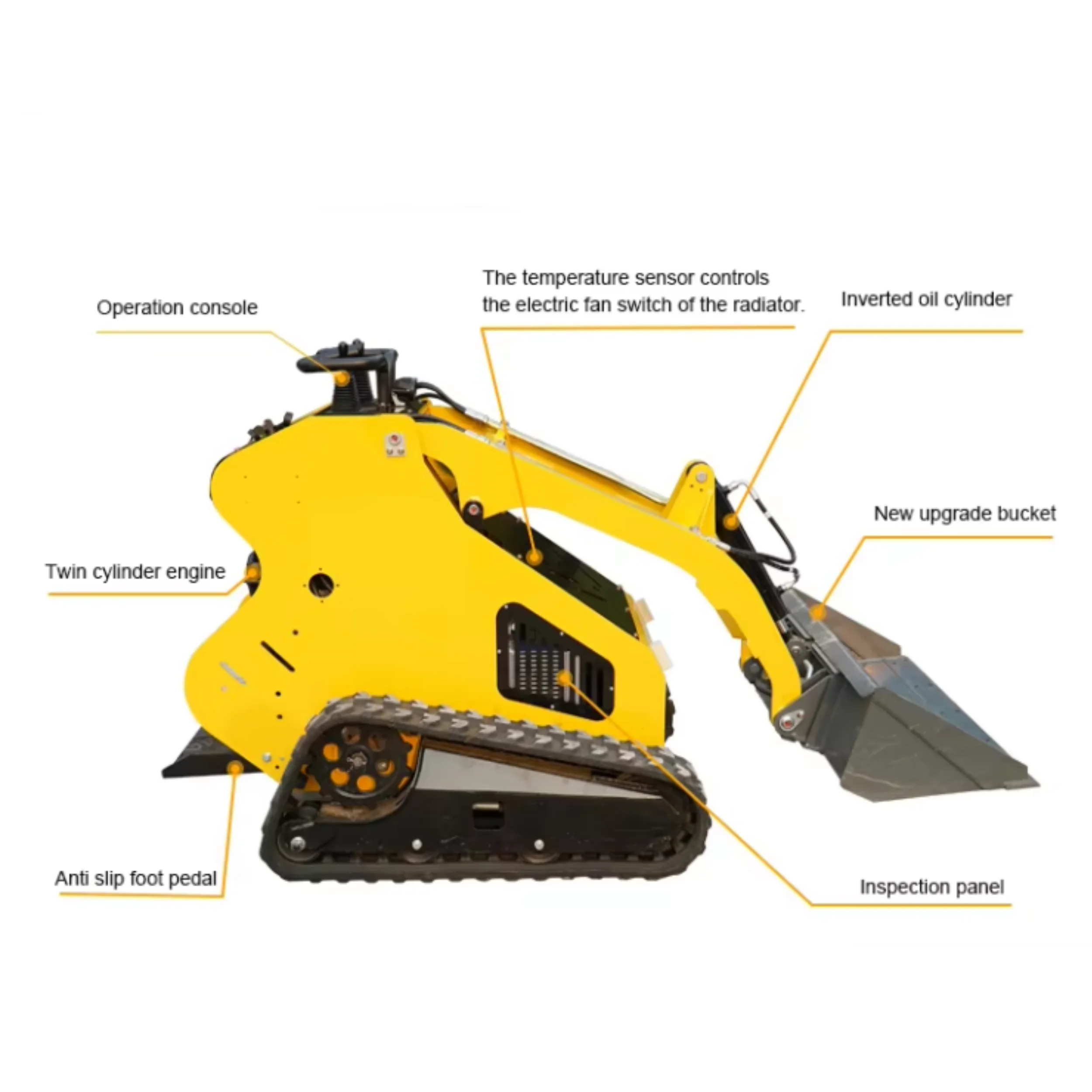 Mini chargeuse compacte Steerskid en Chine approuvée par l'ECPA, mini chargeuse compacte sur piste