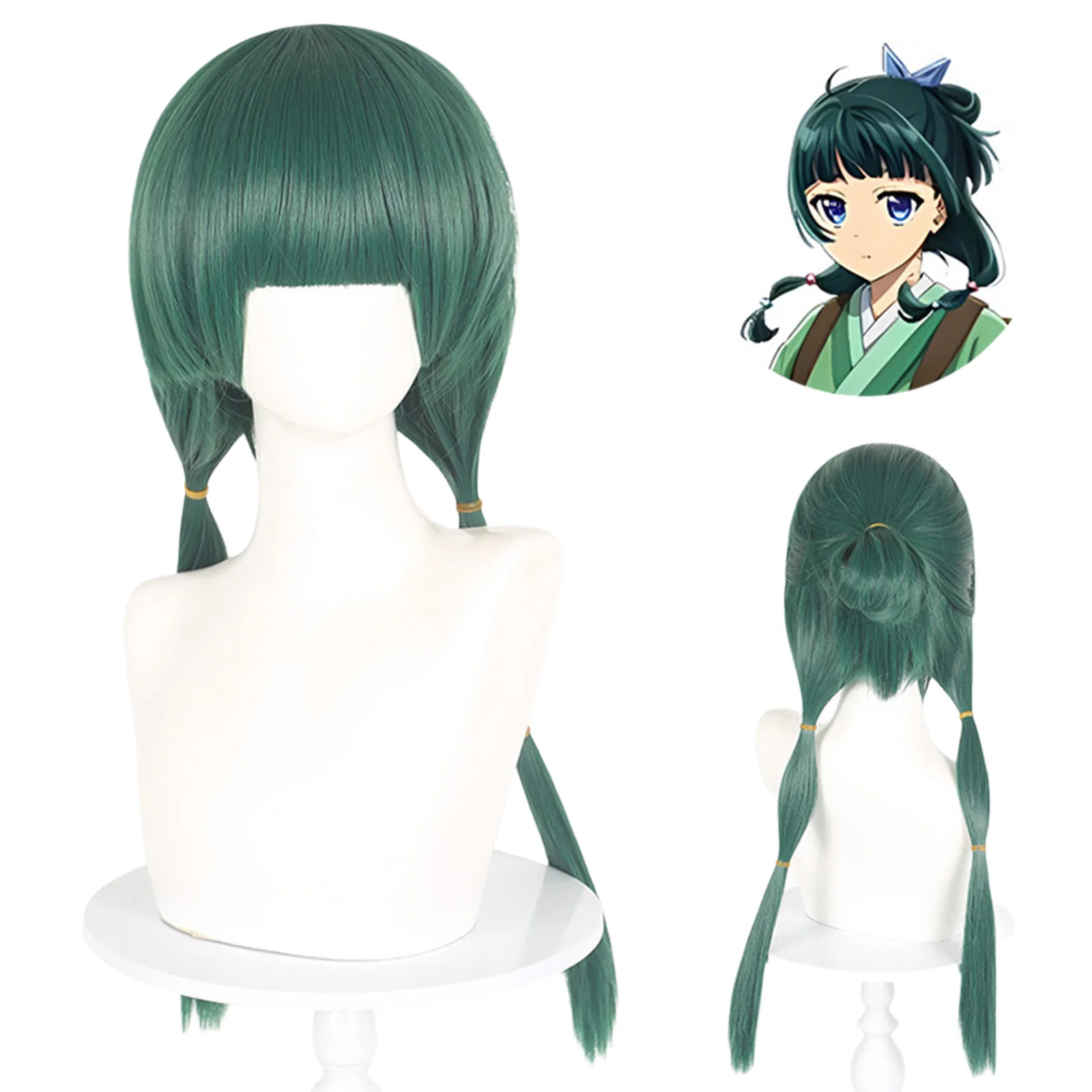 

Maomao Cosplay Wig Shoes Anime Apothecary Diary Dark Green Long Hair Headpiece Flat Shoes Accessories Halloween Party