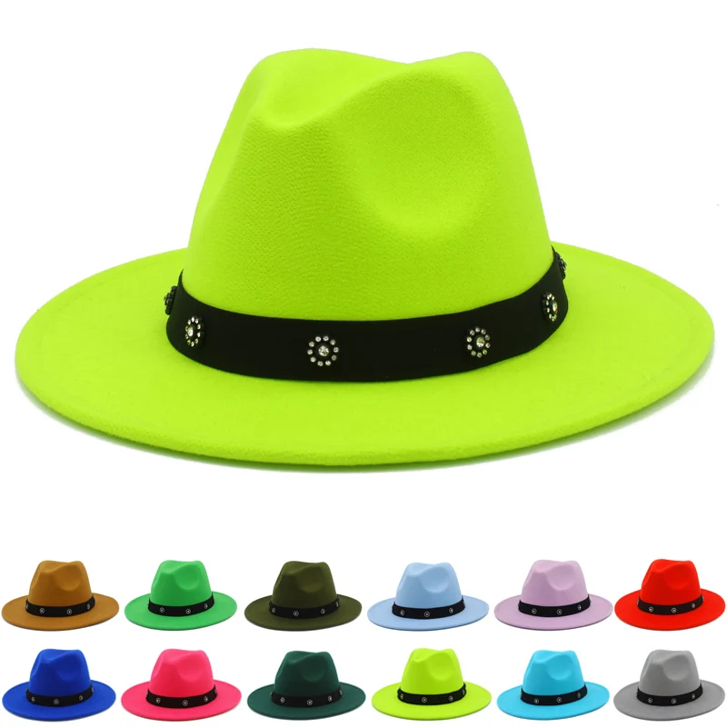 

Шляпа Федора с широкими полями, шляпа с цветочным ремнем, шляпа для взрослых, джазовые шляпы, фетровые шляпы шляпа Fedora Дерби Трилби, новые женские шляпы