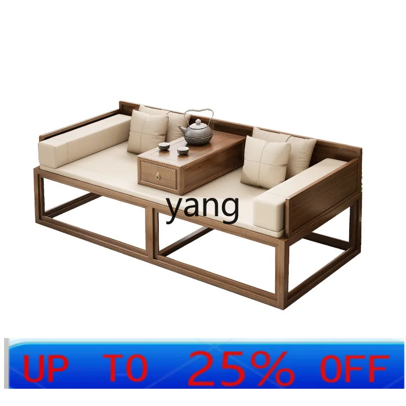 

LMM black walnut new Chinese sliding couch solid wood sofa furniture bed