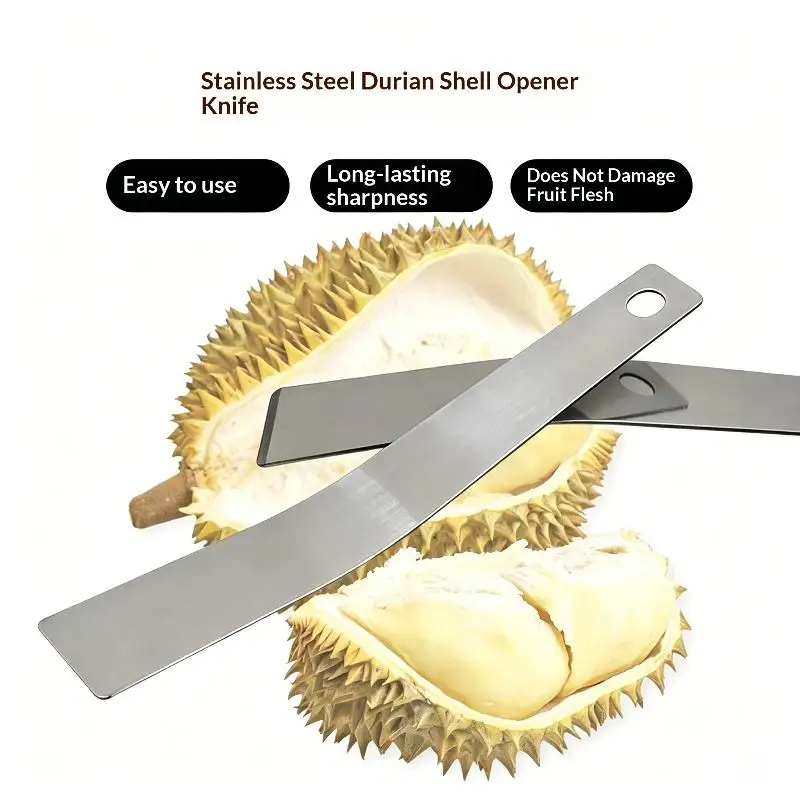 (BF06)Stainless Steel Durian Knife Non Slip Wooden Handle  Curved Blade For Kitchen Fruit Processing And Durian Opening