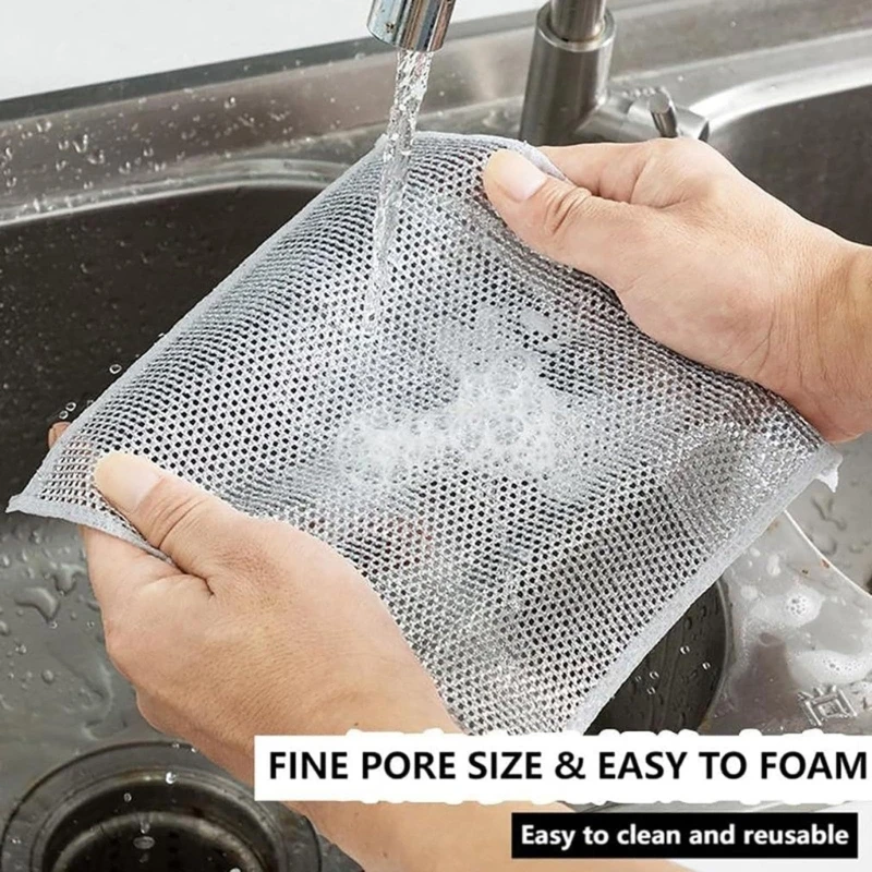 Versatile Wire Dishwashing Rags Scrubbers Reusable Wire Dish Cloths for Kitchen Stain Removal and Polishing Cloth Towel