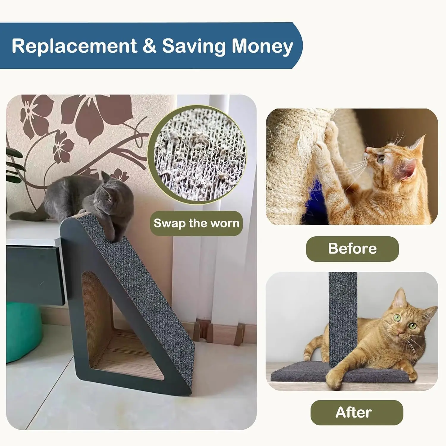 Selbstklebender Teppich für Katzen, Kratzbrett, Wand, Anti-Katzen-Kratzbrett, Sofa, DIY-Katzen-Kratzbrett, Sofa-Schutz, Pfoten, schärfen, zuschneidbar – Detail 6