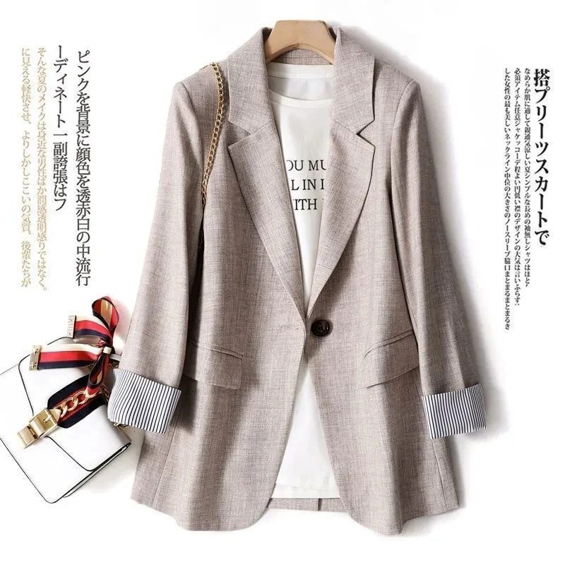 2026 Spring Autumn New Korean Edition Slim Temperament Suit Coat Women's Casual Tops Single Button Office Business Blazer Jacket