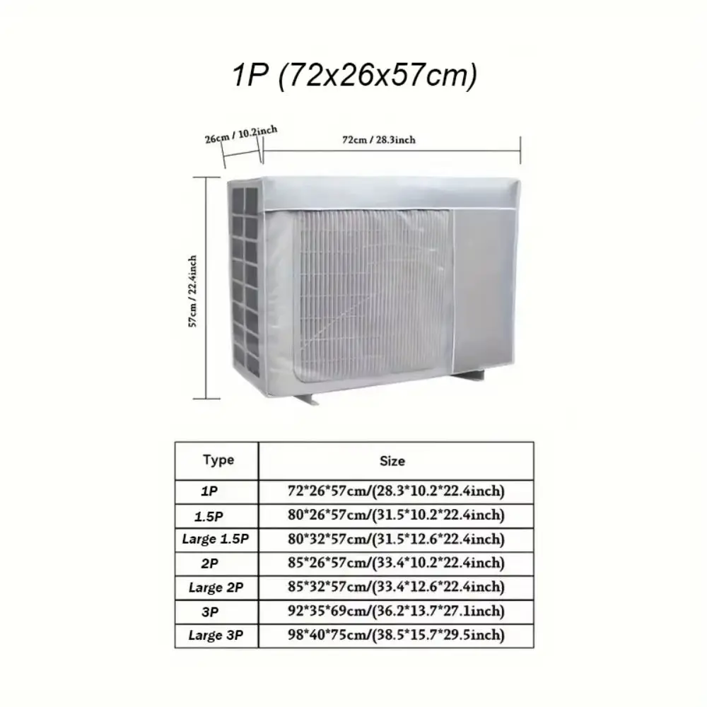 New Silver Air Conditioner Cover Multisize Dustproof Waterproof Dust Cover Air Conditioner Protective Outdoor view 6