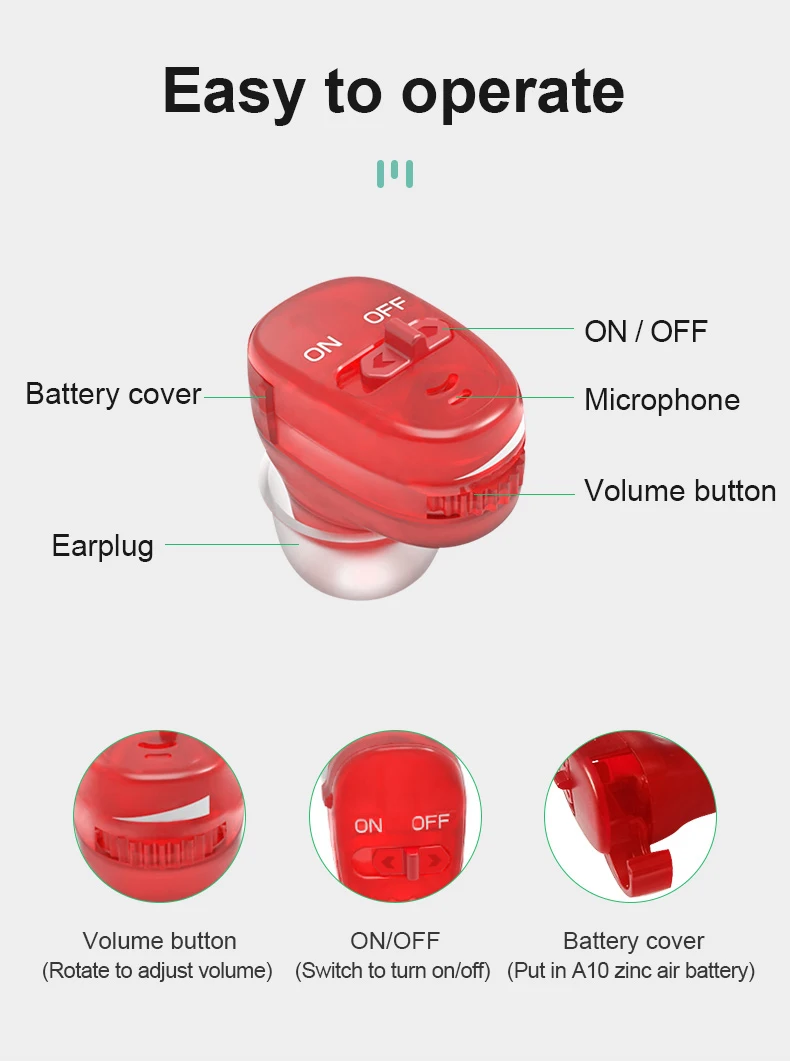 

Ting DJ Mini ITE Слуховой усилитель, невидимый светильник, удобный звуковой усилитель
