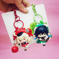 Anime Keychain Genshin Impact Cartoon Figure Zhongli Venti Xiao Keli Key Chain for Accessories Cute Bag Pendant Key Ring Jewelry