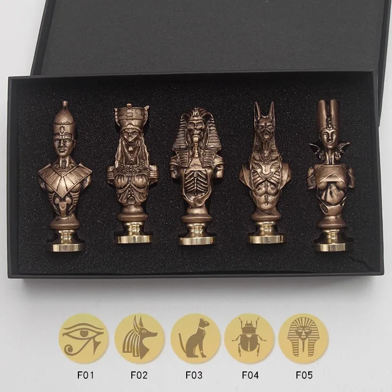

Retro Ancient Egyptian Wax Seal Stamp Set DIY Vintage Egypt Pharaoh Stamps for Envelope Art Card Collection Decor Hobby Craft