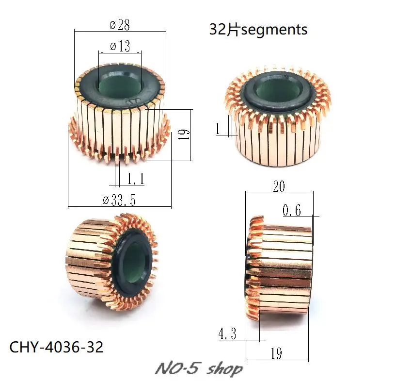 

5Pcs 28x13x19(20)x32P Copper Bars Electric Motor Commutator CHY-4036-32