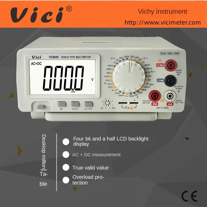 Digital Multimeter Vici VICHY VC8045 Bench Top 4 1/2 True RMS DCV/ACV/DCA/ACA DKTD0122