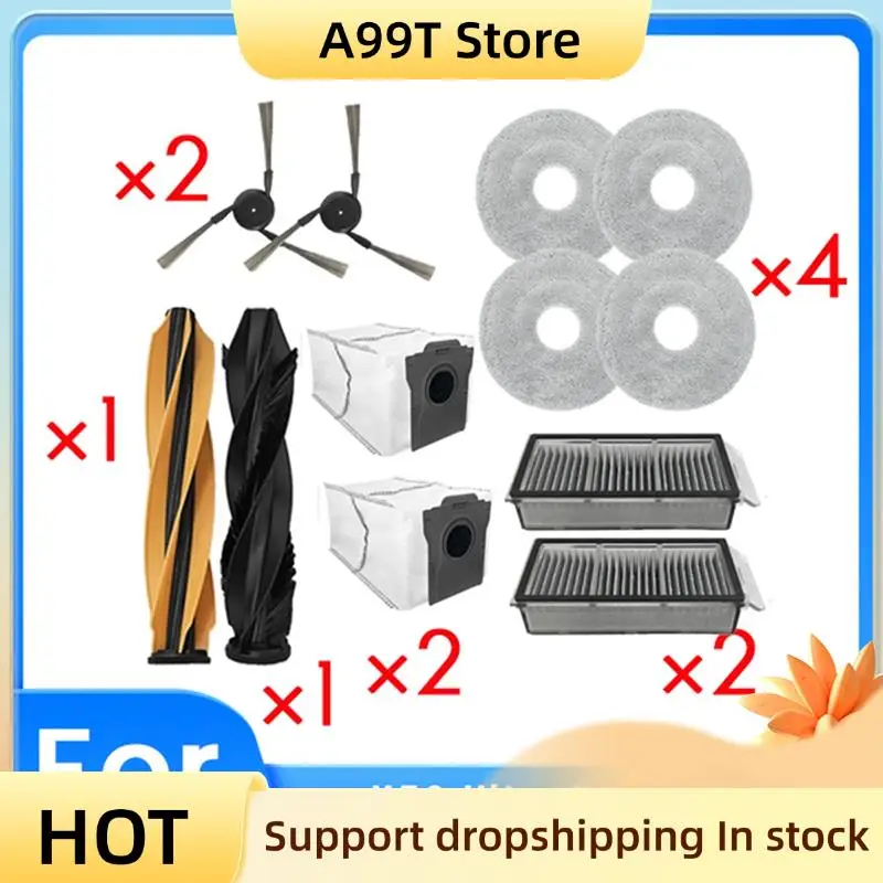 A99T Main Roller Brush Full Vacuum Parts For Dreame X50 Ultra Side Brush HEPA Filter Mop Cloth Dust Bag Vacuum Parts Kit
