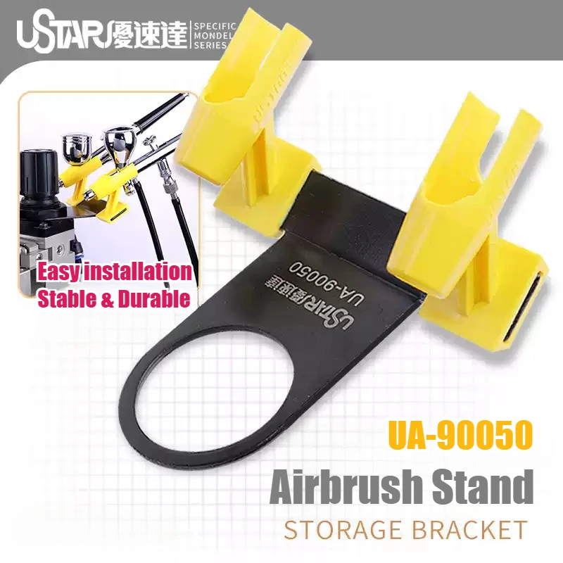 Ustar UA-90050 Double Airbrush Stand Storage Bracket, Ring Airbrush Stand Water Grid Spray Holder for Model Building Hobby DIY