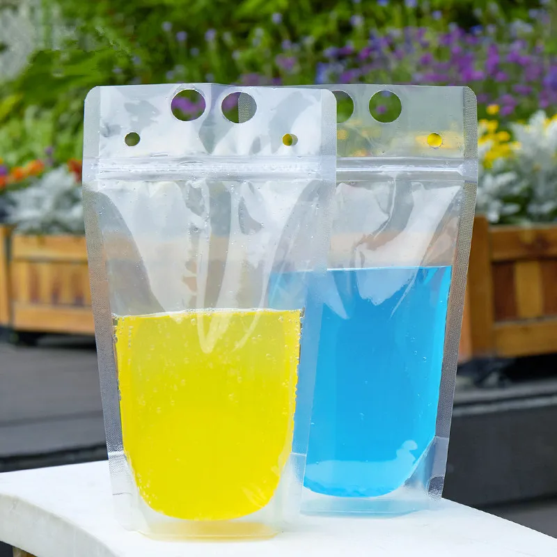 50pcs 200ML~500ML High Clear Plastic Beverage Drinking Packaging Bag Fruit Juice Coffee Summer Party Portable Wedding Pouches