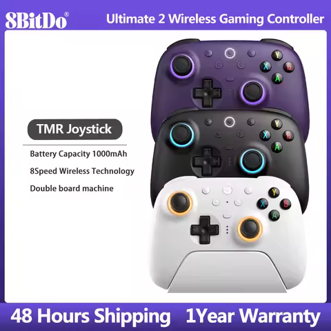 8BitDo Ultimate 2 Wireless Controller, Bluetooth/USB/2.4G Gamepad withTMR Joystick Charging Dock for Windows PC, Apple, Steam &amp;