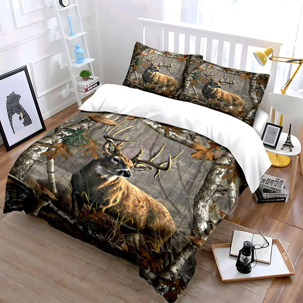 Deer Forest Nature Decor Set Soft Skin-Friendly Bedding Set Includes 1 Duvet Cover And 2 Pillowcase, Gift