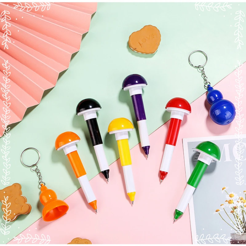 24 Pcs New Pendant Color Gourd Shape Gourd Doll Retractable Ballpoint Pens Set Blue Student Creative Stationery Prizes