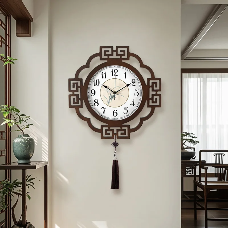 2024 New Chinese Wall Clock Living Room  Home Silent Clock High-end Light Luxury Mid-Style Quartz