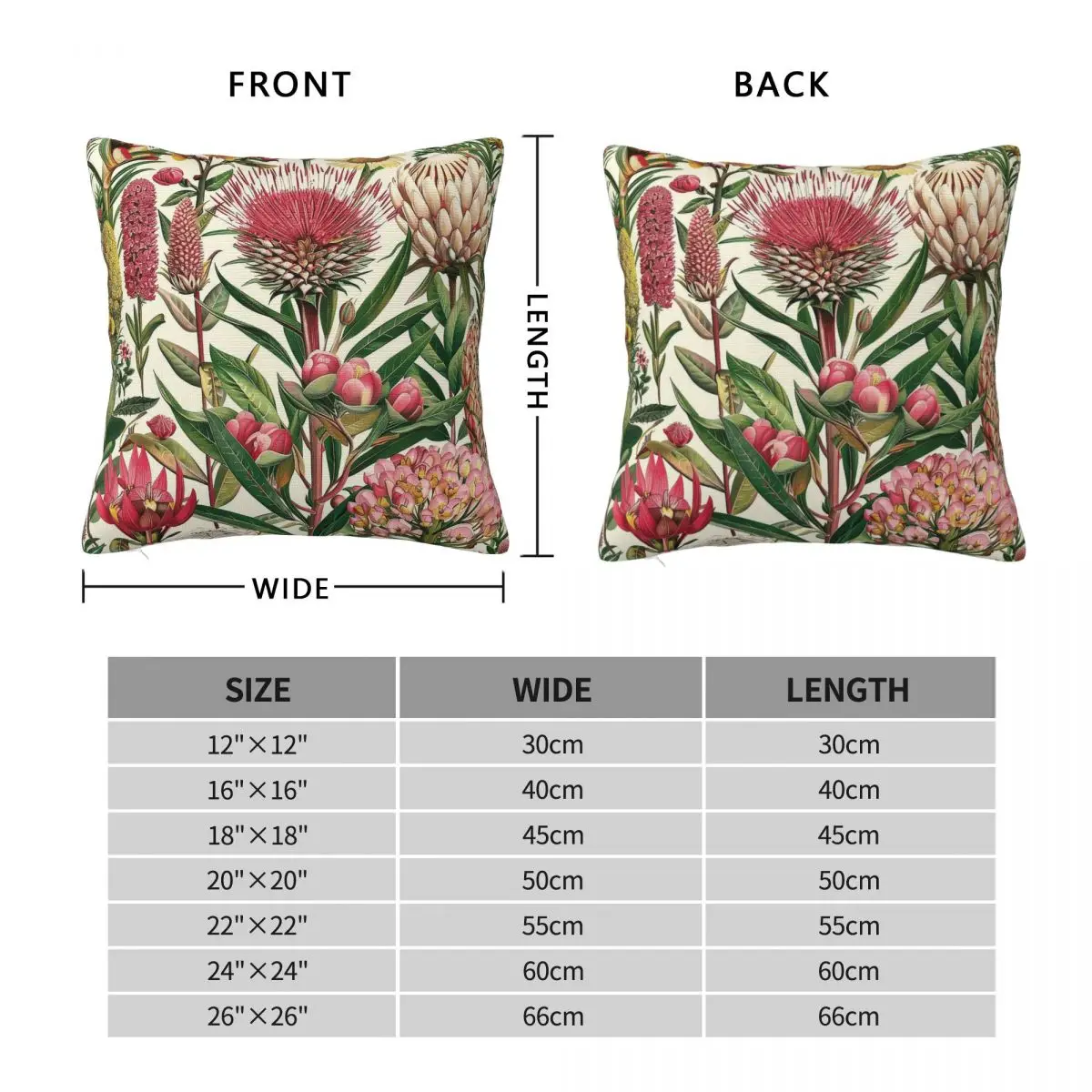 Colorful Australian Floral Square Pillowcase Polyester Linen Velvet Creative Zip Decorative Car Cushion Cover 18