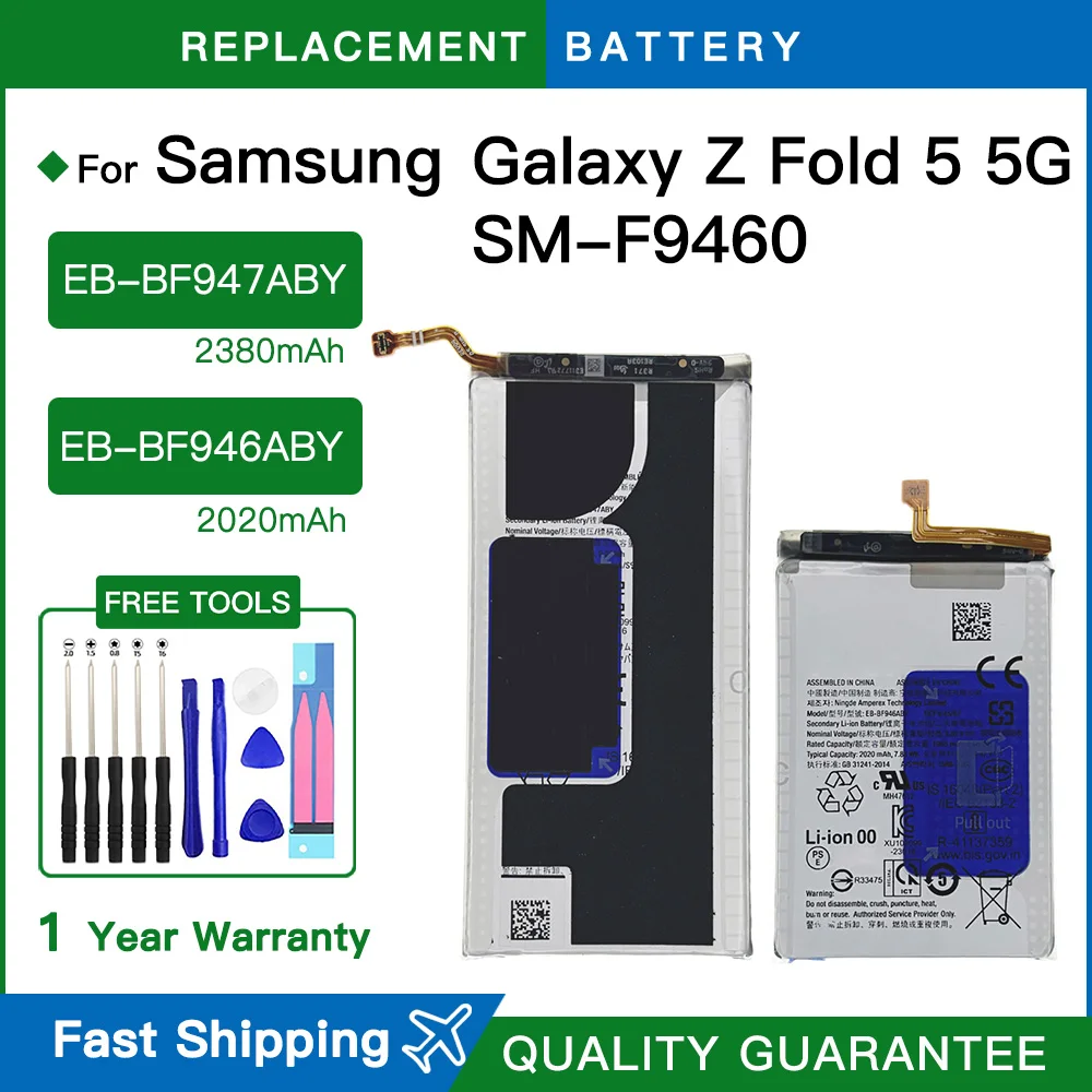 Genuine EB-BF946ABY EB-BF947ABY Battery For Samsung Galaxy Z Fold 5 W24 F9460 Fold5 F946 F947 Mobile Phone Battery+Free Kits