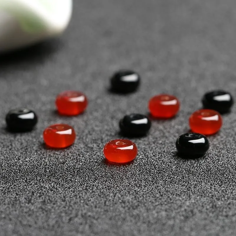 Red and black agate separated bead flat bead