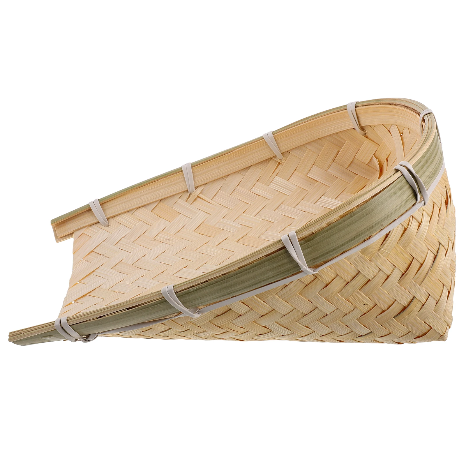 

Bamboo Dustpans Woven Food Basket Handwoven Popcorn Scoop Trick Prop Dual Layer Sieve For Party Performance