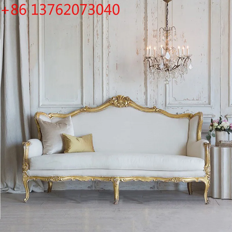 

American country light luxury solid wood sofa French model house villa living room