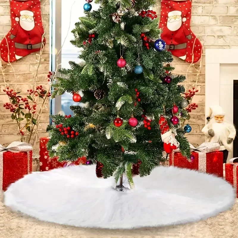 78/120 سنتيمتر شجرة عيد الميلاد تنورة مجموعة الأبيض متعدد الألوان الترتر فو الأرنب الفراء ندفة الثلج طويل أفخم احتفالي ديكور المنزل