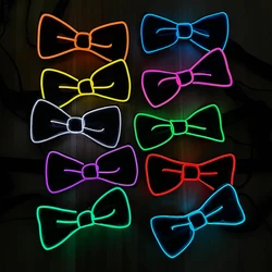EL Wire Men Glowing Bow Tie Neon LED Luminous Party Bow Tie Christmas Luminous Light Up Decoration Bar Club Stage Prop Clothing
