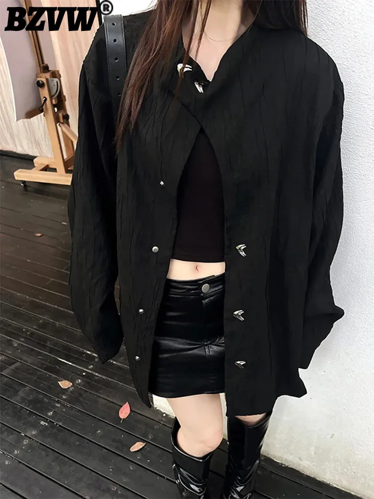 

BZVW Fashion Coat For Women Stand Collar Single Breasted Solid Color Casual Jacket 2024 Female Autumn New Clothing 25A8399