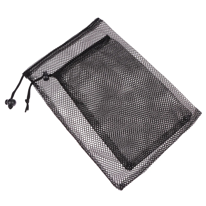(Ce14)Multi Purpose Black Durable Nylon Mesh Drawstring Bag Storage Pouch Home Travel Outdoor Activity Laundry Bag Stuff Sack