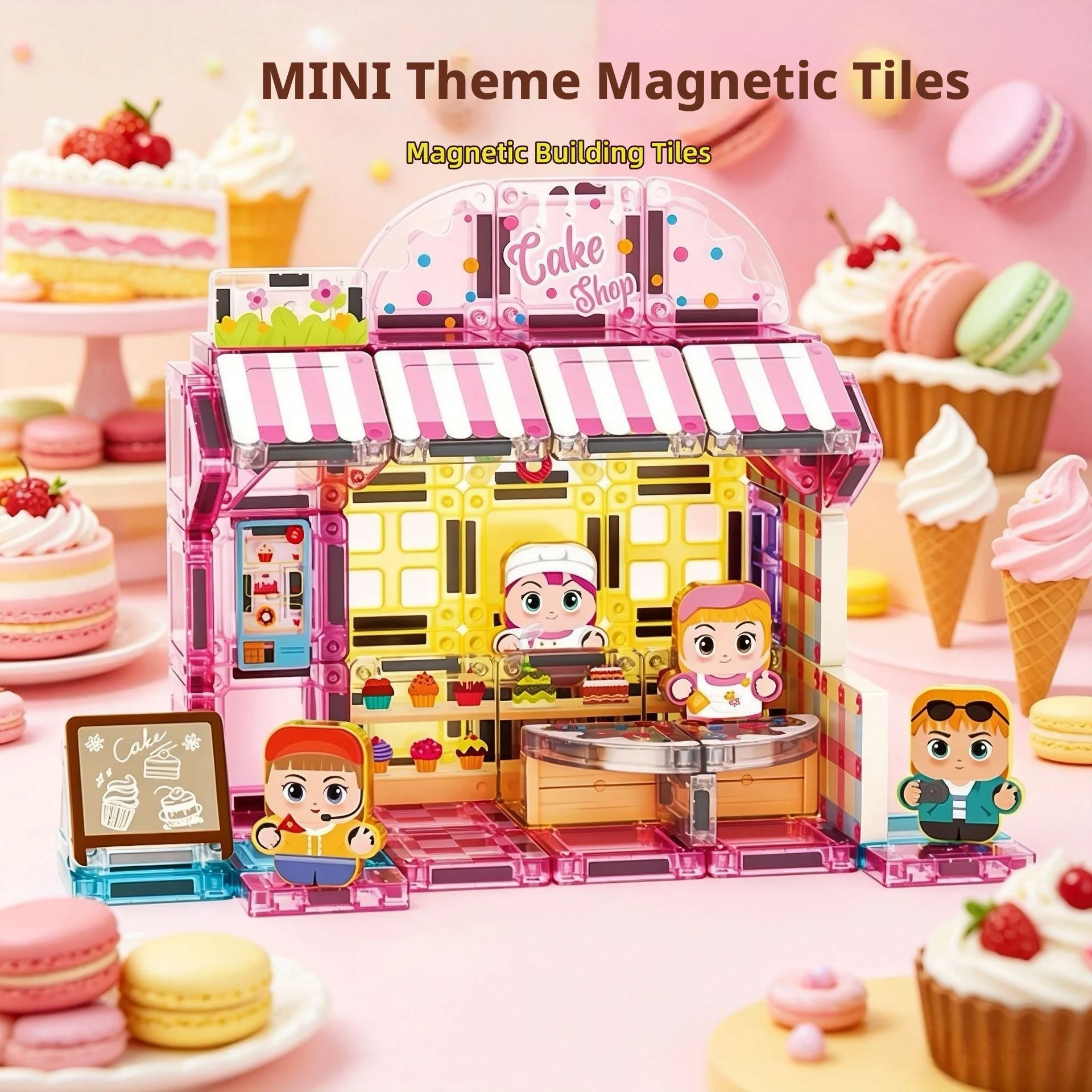Dessert Shop Scene Building Block Set With Iron Box, Easy To Carry And Store, Interactive Educational Toys Christmas Gift