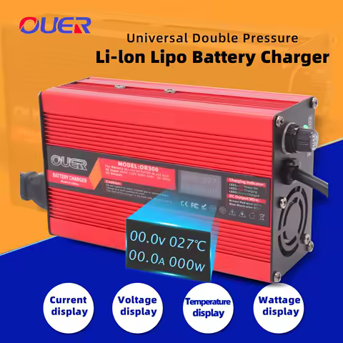 54.6V 5A Smart Lithium Battery Charger Usd For 48V 13S Li-ion Battery OLED Display Fast Charger