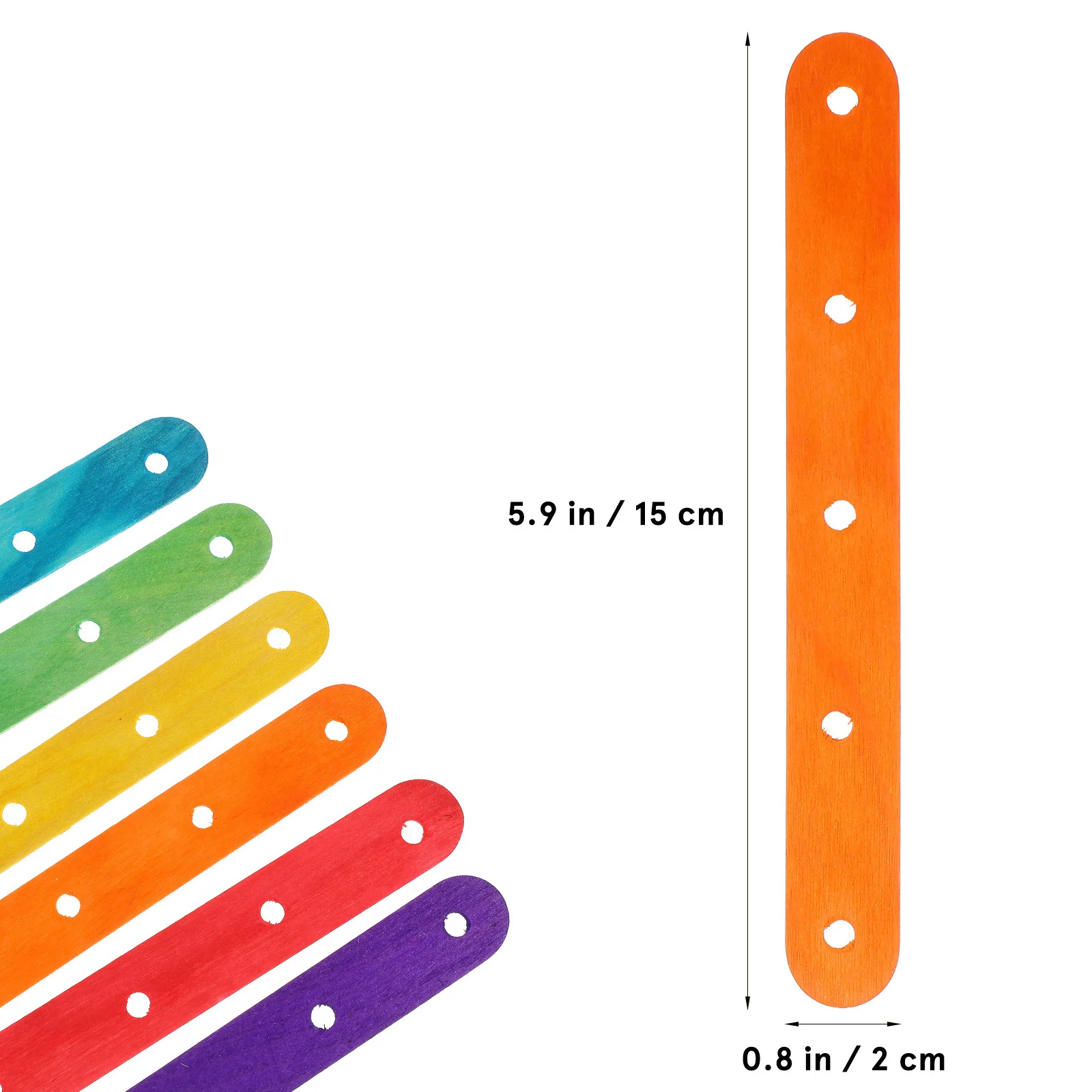200本 カラフルなロリポップスティック 穴あけ済み 丈夫な木製スティック クラフト DIY ホームアート 教室用 教材