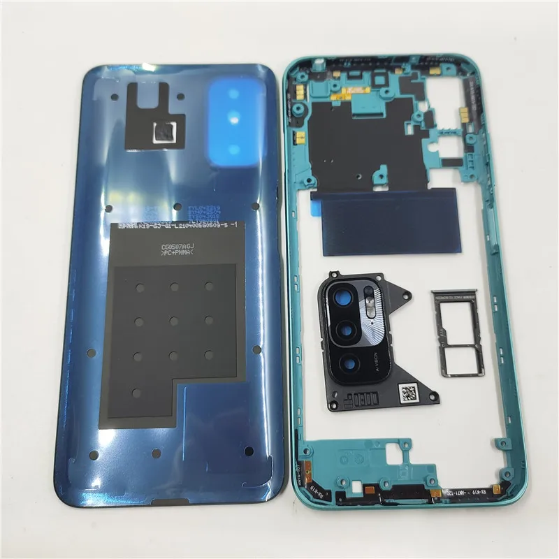 For Xiaomi Redmi Note 10 5G Full Housing Back Lid Housing Door + Middle Frame + Sim Card With Camera Lens Parts