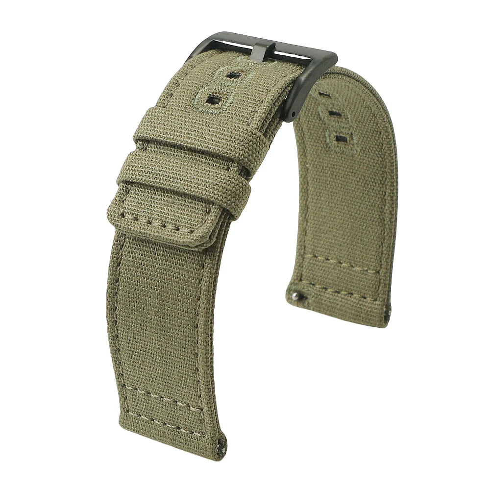 Snelspanner Nylon Canvas Horlogeband 18mm 19mm 20mm 22mm Armband Geborstelde Gesp Horlogebanden Voor Smartwatch Accessoires