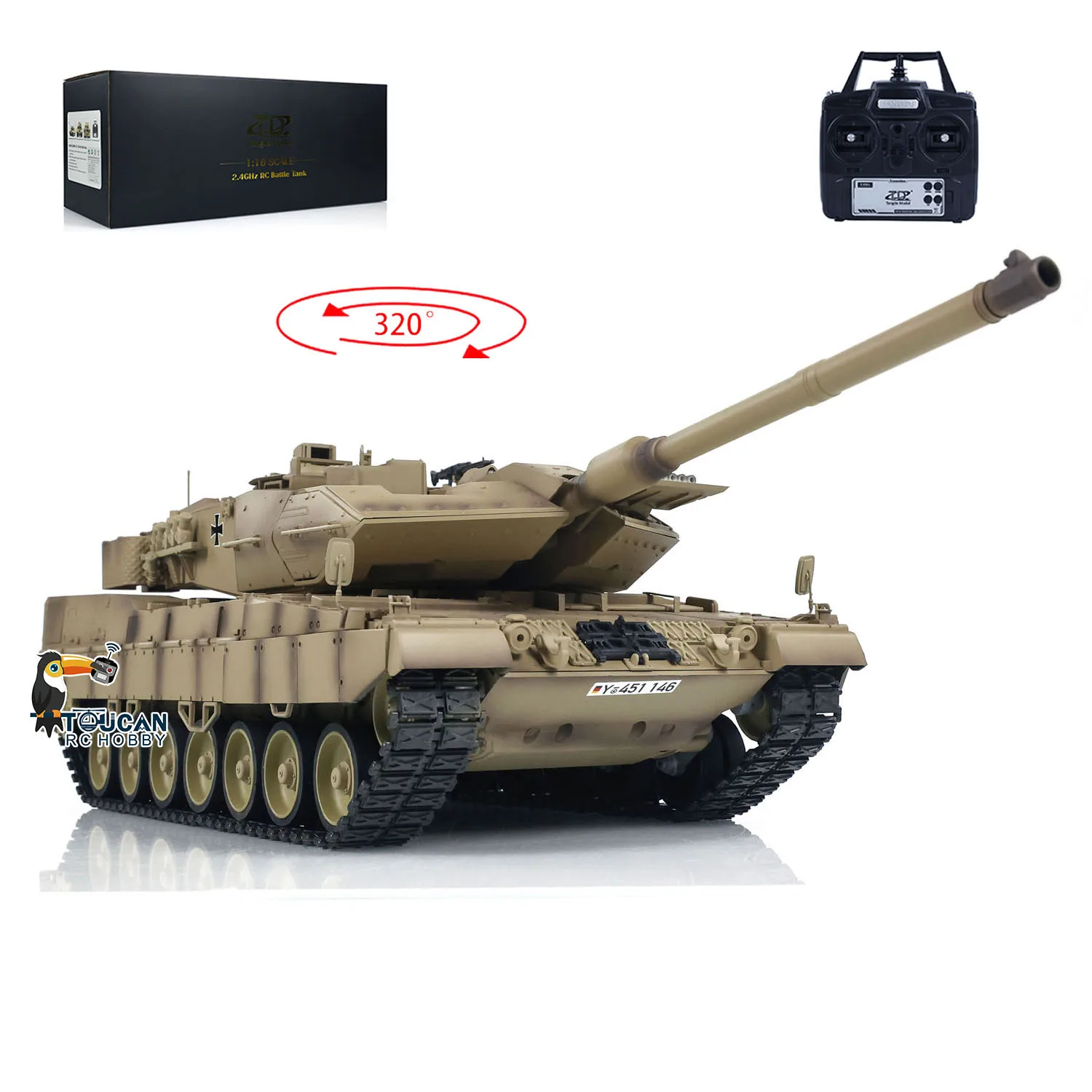 Prezenty 1/16 Tongde Panzer RC czołg bojowy na podczerwień niemiecki Leopard2A7 elektryczny RTR czołgi wojskowe gotowe zabawki dla chłopców TH23299